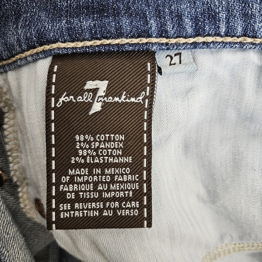 7 For All Mankind Crop Straight Jeans Medium Wash Denim 27 - Picture 6 of 8